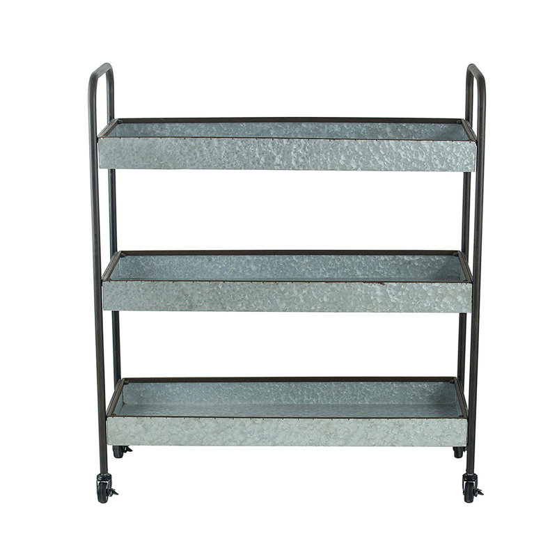 35X12.5X40" Homestead Galvanized Shelf Display 3-Tier