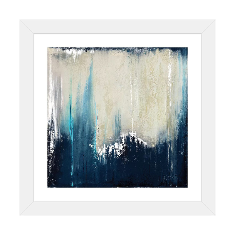 Reproduction d’art, "Blue illusion I" par Patricia Pinto, H 16 po x l 16 po x P 1 po, Papier encadré blanc, Blanc