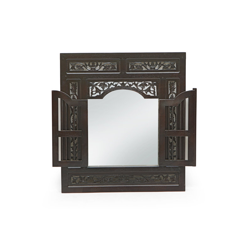 Boalsburg Solid Teak Wood Flat Wall Mirror, Acacia