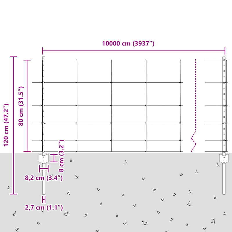 Fence with Post Segment Outdoor Barrier Garden Terrace Divider Boundary