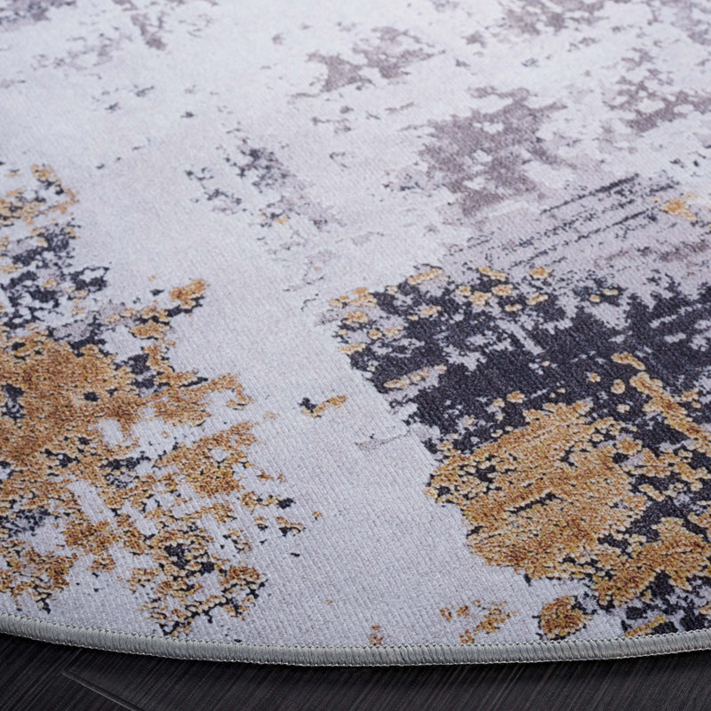 Auva Performance Machine Washable Abstract Rug, Round 6'