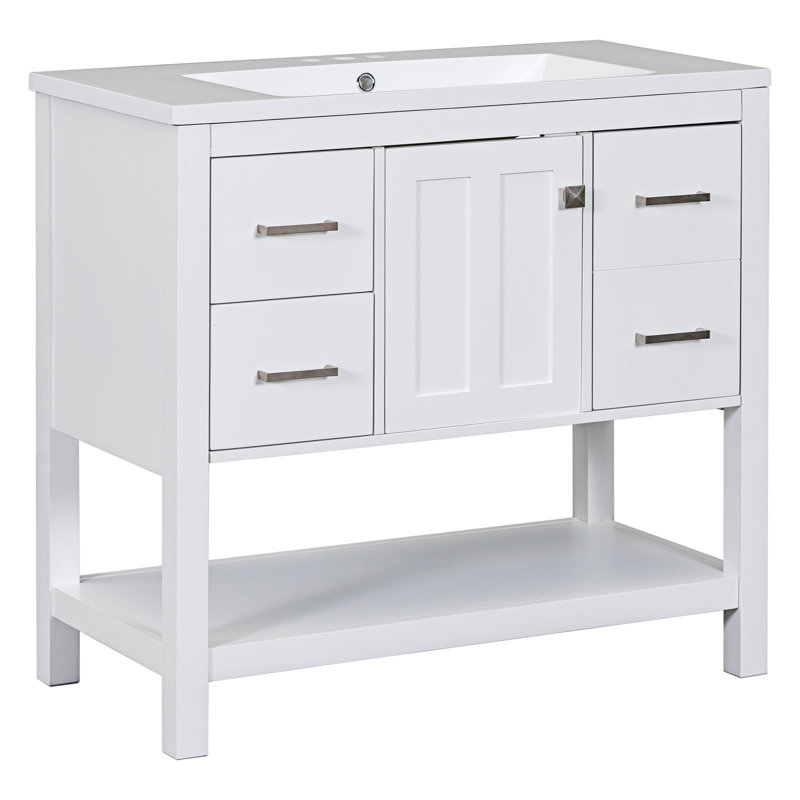 Base de meuble-lavabo simple 35,4 po seulement, Blanc
