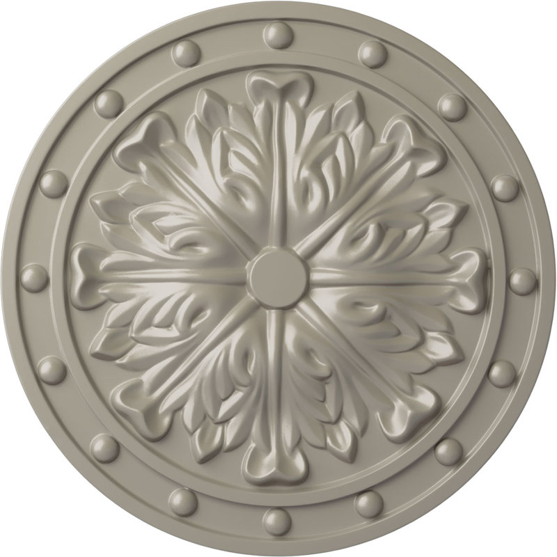 Endurathane Foster Acanthus Leaf Ceiling Medallion, 20 1/2"OD x 1 1/2"P (Fits Canopies up to 2 1/4"), Hand-Painted Pearl White Finish