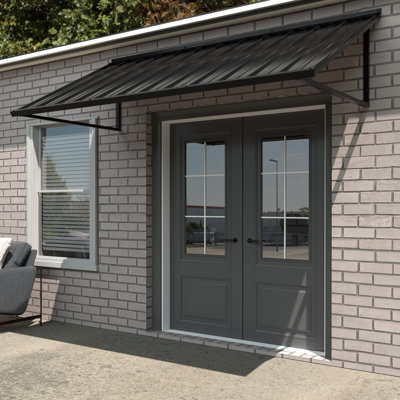 Metal Frame Fixed Window Awning with Standing Seam Roof & Open Sides — Ideal for Entrances, Windows, Porches, and Balconies