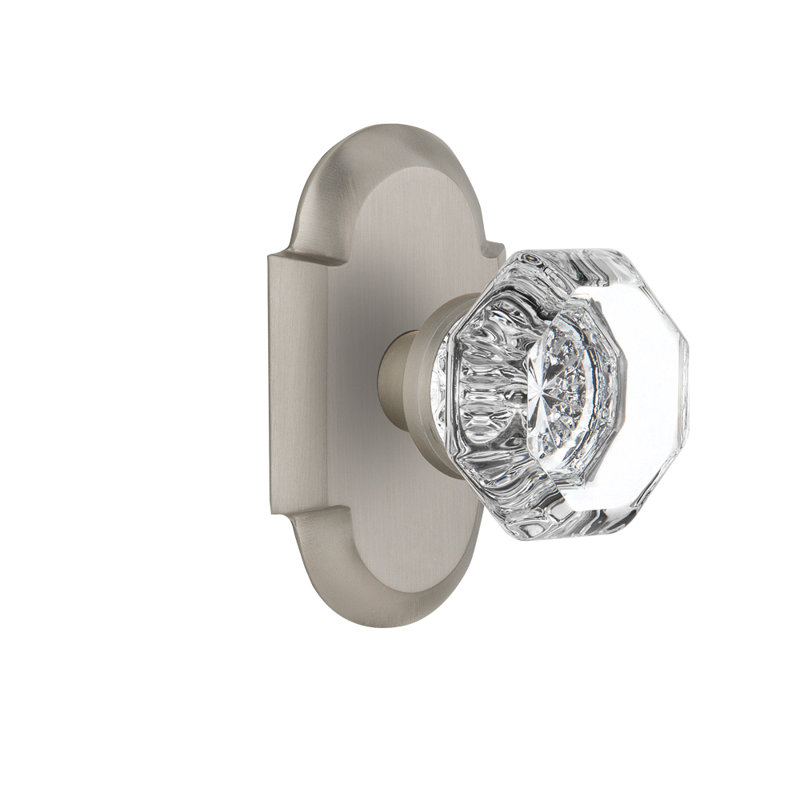 Cottage Plate with Waldorf Door Knob, Satin Nickel, 2.375"