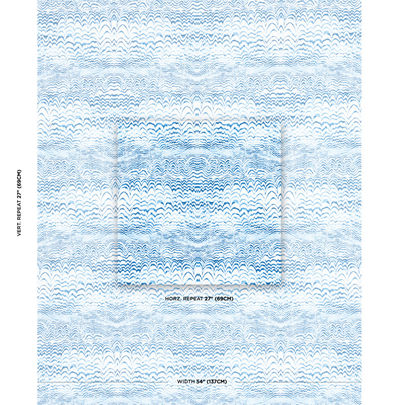 Schumacher x Trina Turk Ink Wave Print Indoor/Outdoor Fabric, Indigo