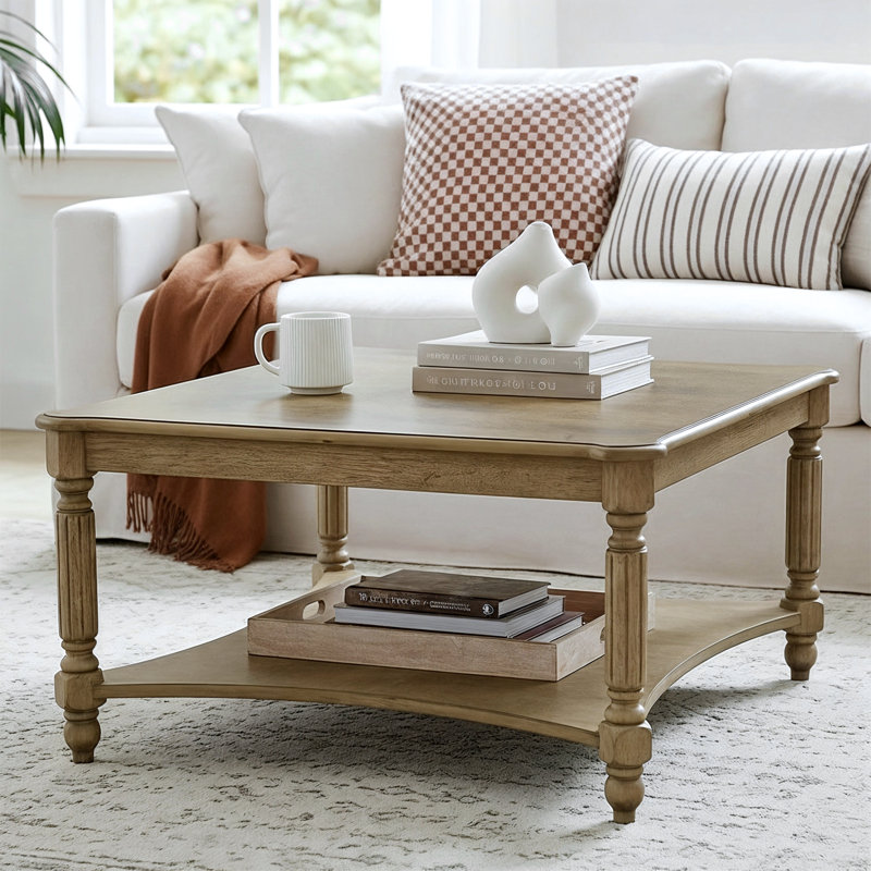 Locke Solid Wood Square Coffee Table, Chêne antique