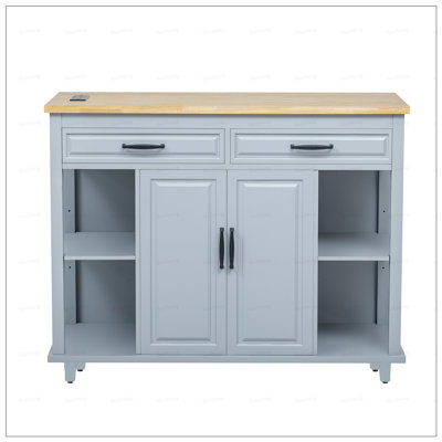 Extendable Kitchen Island with Dining Table, Storage, and Power Outlet, Perfect for Small Spaces and Multi-Functionality