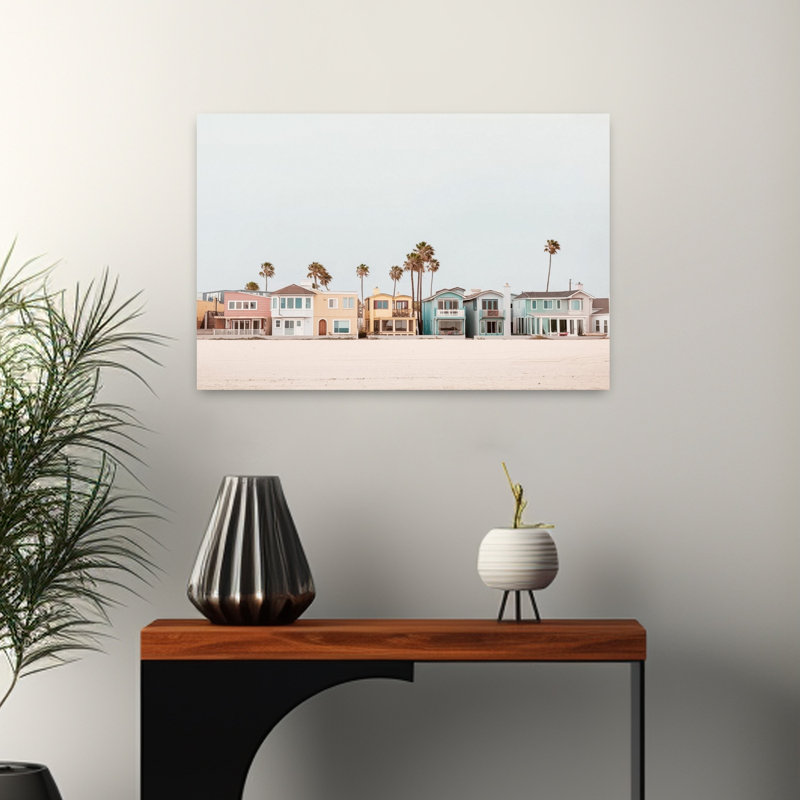 "Pastel Beach", art de plage, palmier serein et coloré, H 16 po x l 24 po