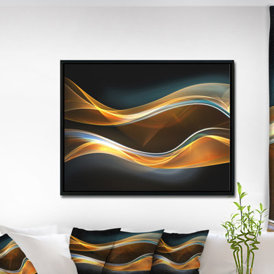 Corwin Gold Waves en noir - reproduction abstraite