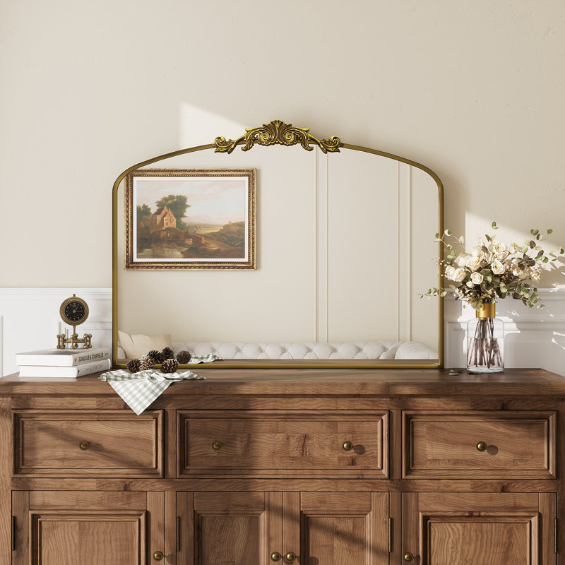 Miroir mural en verre trempé Amara, 24 po x 32 po, Doré