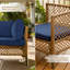 Ensemble de conversation modulaire 7 pièces pour patio en osier avec coussins bleus - Canapé modulaire pour l'extérieur