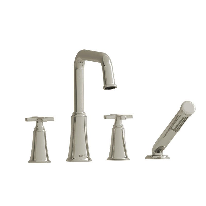 Momenti 4-Hole Deck Mount Tub Filler with U-Spout, Polished Nickel