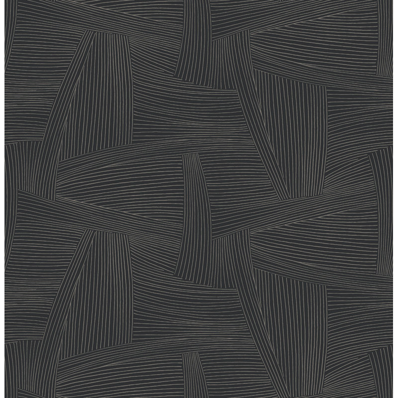 Reid Black Woven Geometric Wallpaper, Black