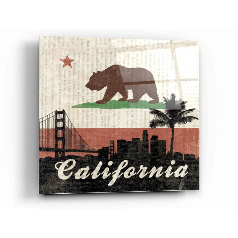 «California» par Moira Hershey, art mural en verre acrylique, H 12 po x l 12 po x P 0,125 po