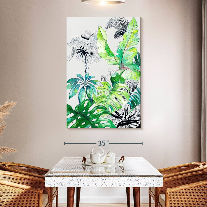 Harnek bleu sarcelle Palm Selva I, H 51 po x l 34 po