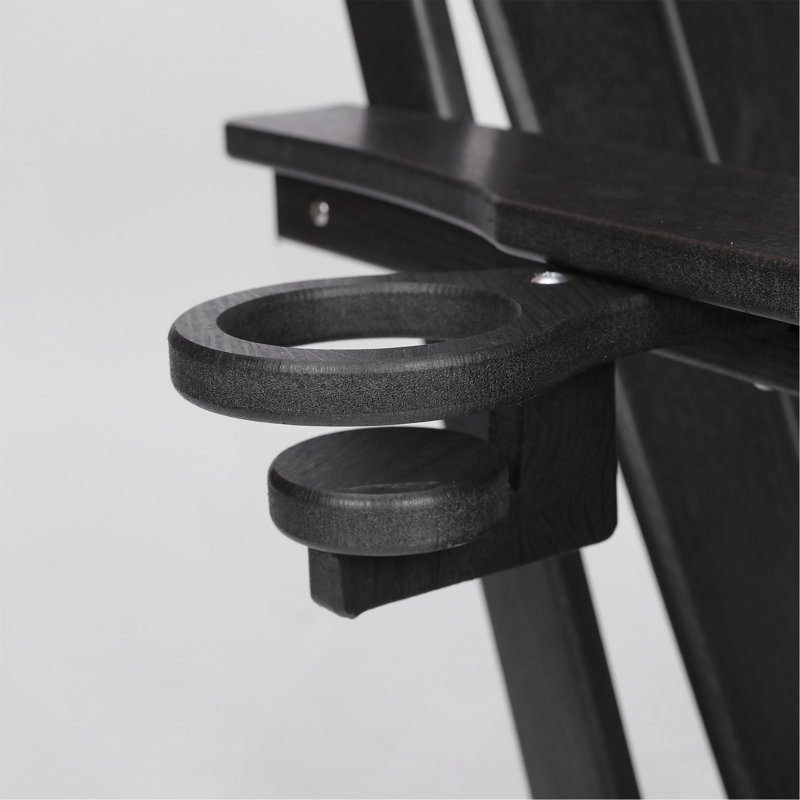 Chaise Adirondack pliante avec porte-gobelet double - Chaise Adirondack en composite avec texture bois - Noir, Noir