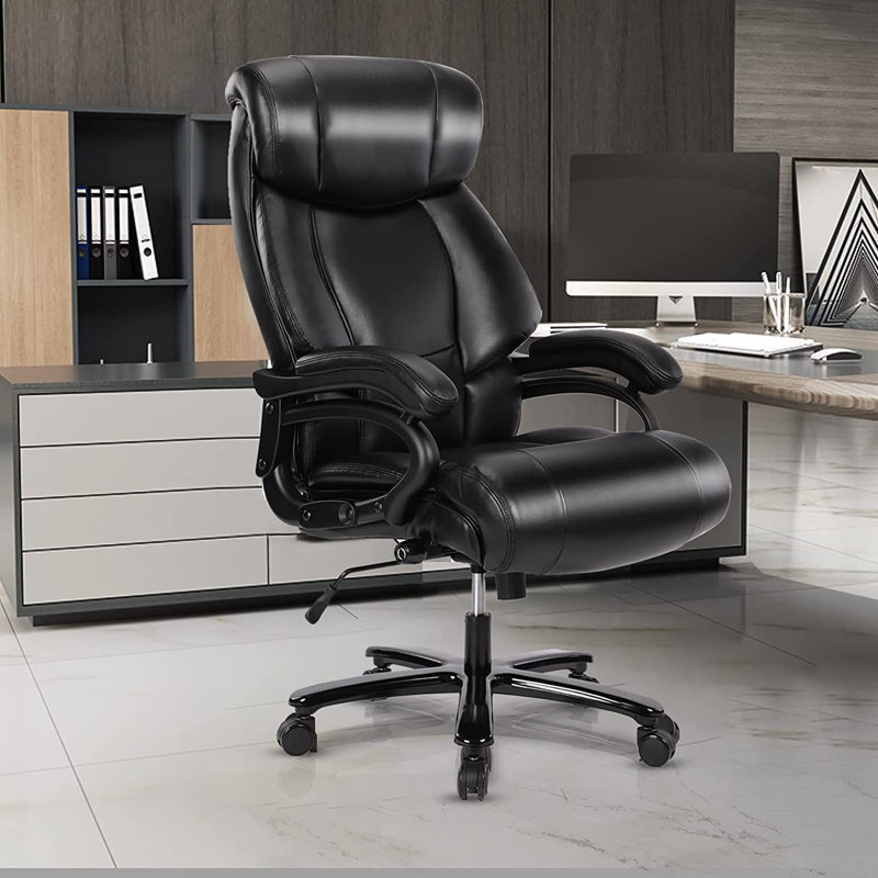 Chaise de bureau ergonomique en similicuir Lanyah, Noir