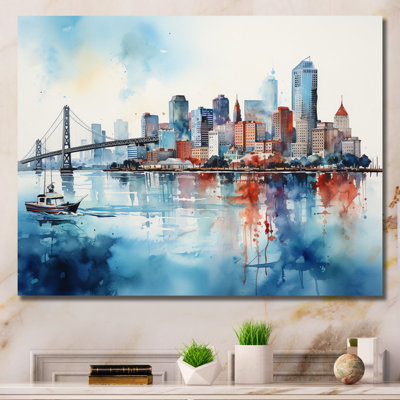 " Golden Gate San Francisco Cityview Watercolor I "