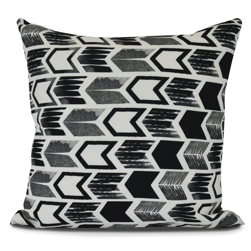 Goals, Gourds, And Gatherings Geometric Outdoor Reversible Throw Pillow, Black, 18" H x 18" W
