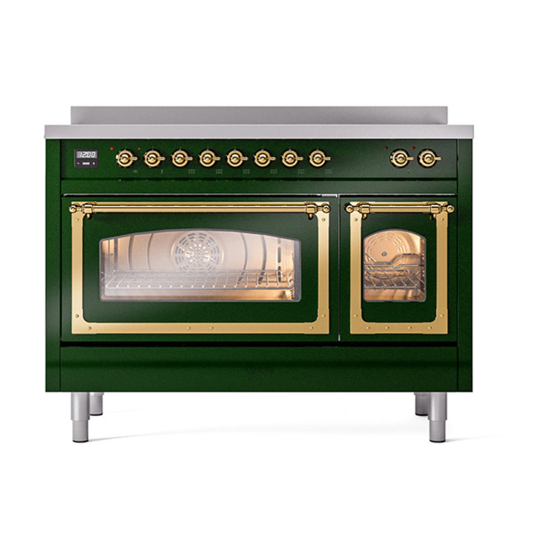 ILVE Nostalgie II Noblesse 48 in Induction Range, Emerald Green/Brass