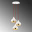 Luminaire de lustre élégant, hauteur réglable, 14,6 po de diamètre x 43,7 po de hauteur | Corps en fer avec finition blanche, rouge et or | 3 x douilles E27 (40 W maximum) | Parfait pour une décoration glamour | Comprend les instructions d'installation-997894168-997894170
