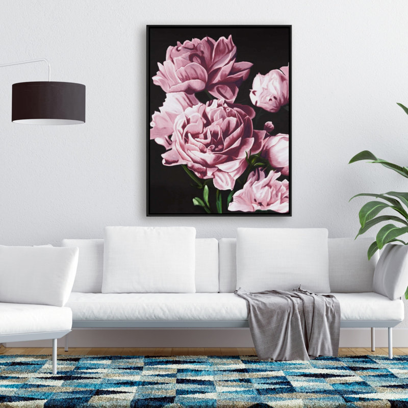 Pink Peonies Print On Canvas, H 48 po x l 36 po