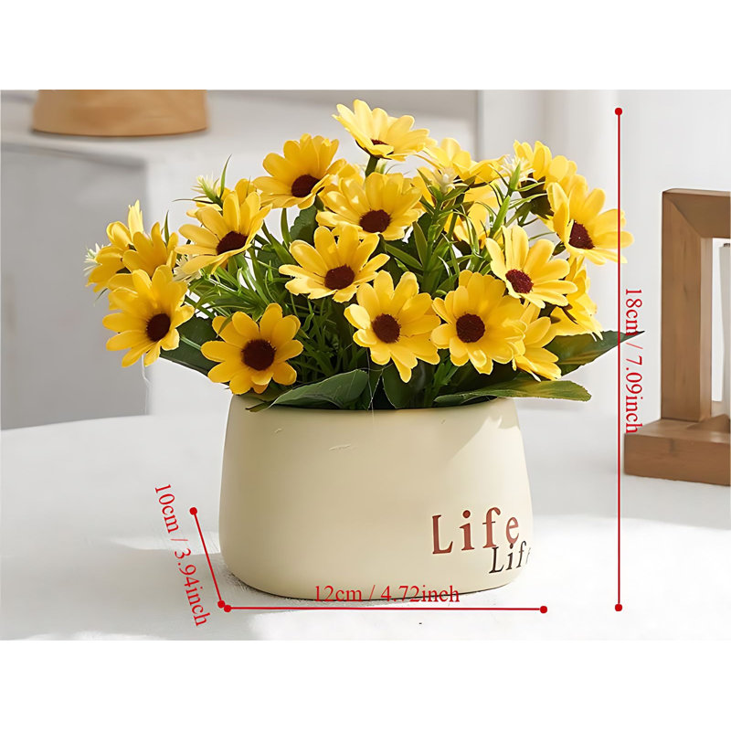 Composition florale artificielle en pot