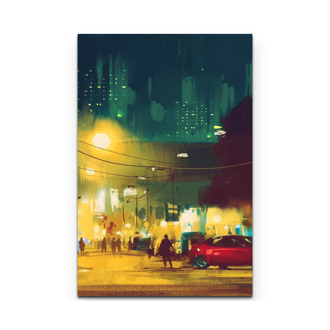 Leinwandbild Stadt bei Nacht - Illustration