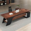Bureau en bois massif en forme de L brun noyer + noir + acier au carbone avec 3 tiroirs-810097470-810097469