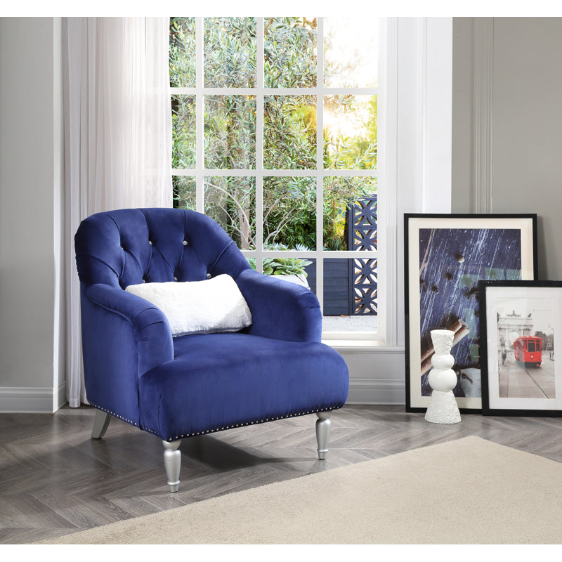 Ernst Tufted Armchair, Blue Velvet