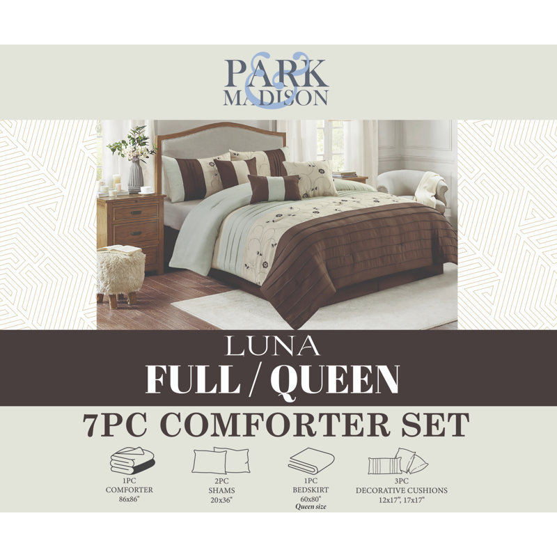 Luna Traditional Striped Comforter, Queen Comforter + 6 Additional Pieces