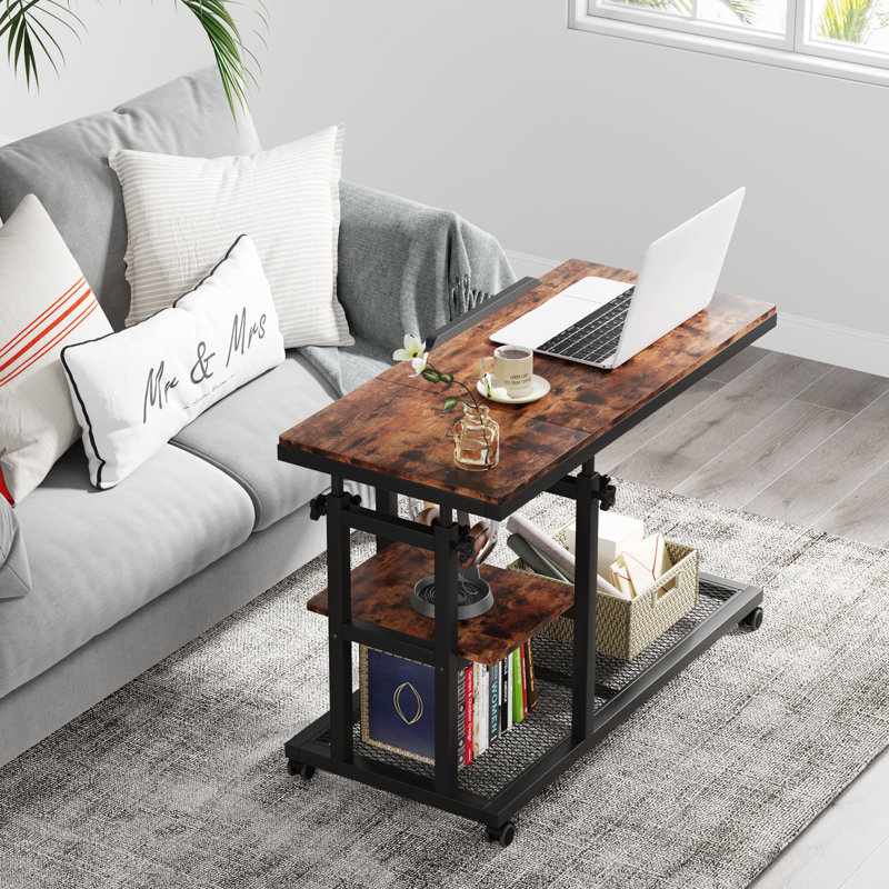 Height Adjustable C Table, Brown/Black
