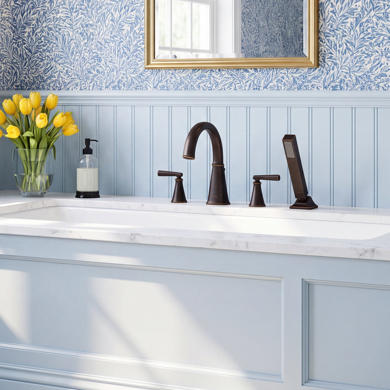 Edgemere Deck Roman Tub Faucet with Diverter, Legacy Bronze