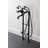 Kingston Brass Essex Three-Handle 2-Hole Freestanding Clawfoot Tub Faucet Package with Supply Line and Stop Valve-53502229
