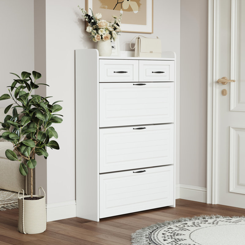 Armoire à chaussures blanche 1250 avec 3 portes et 2 tiroirs - Capacité abondante réglable pour différentes tailles Instructions d'assemblage simples Couleur avec amplement d'espace pour chaussures