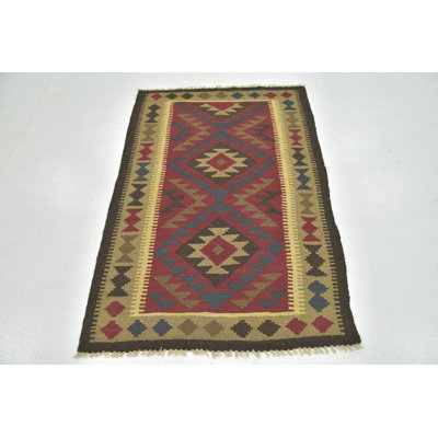 Lorain One-of-a-Kind 3'4" X 5' New Age Wool Area Rug in Red