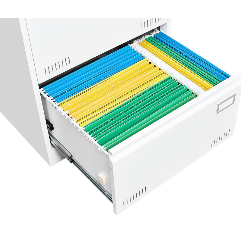 Classeur en métal blanc avec serrure, 3 tiroirs, tiroirs élargis pour un classeur de bureau amélioré et sécuritaire, White