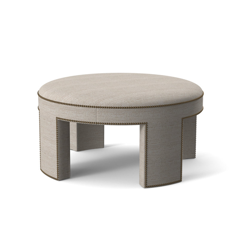 Durant Round Ottoman, Off-White 71629L12, 18.75"H x 33.5"W x 33.5"D