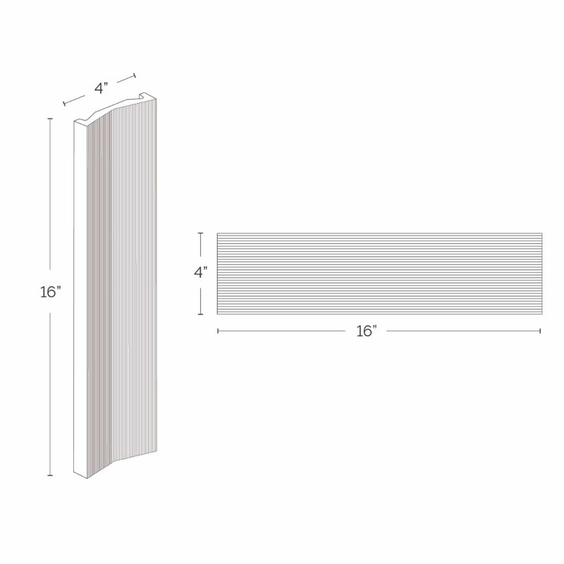 Kinzie 4x16 Concave 3D Matte Ceramic Tile, White