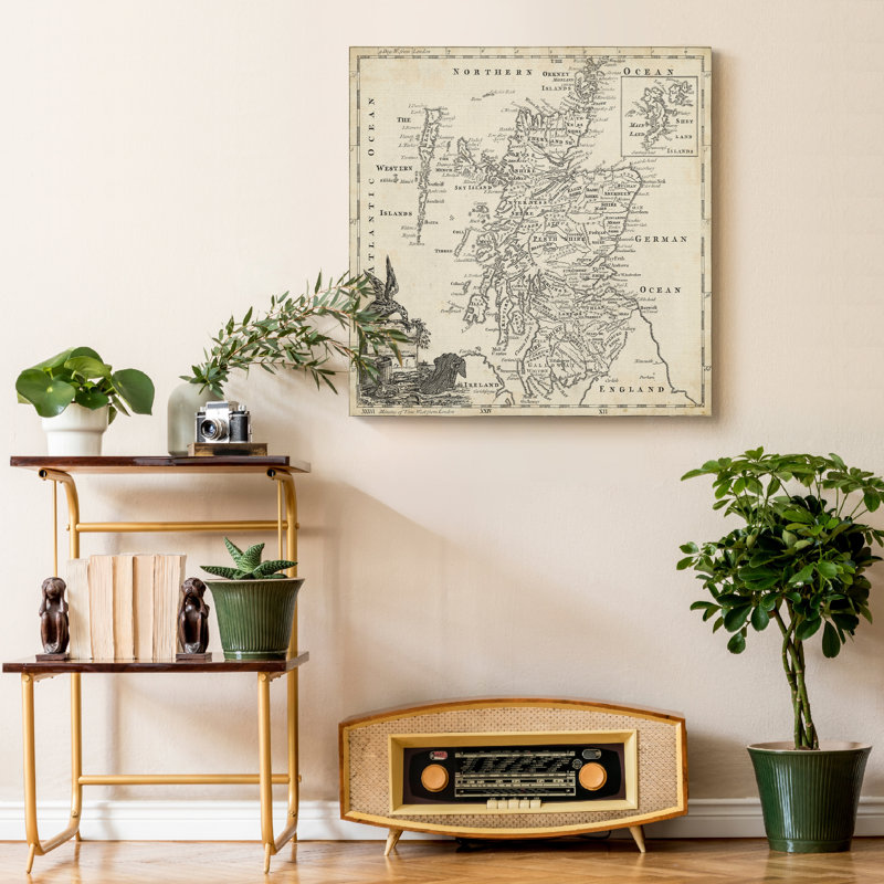 « map of écosse », impression sur toile tendue, H 40 po x l 40 po x P 1 po