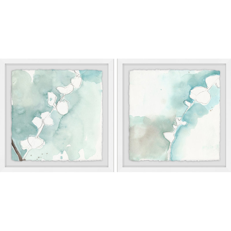 « pastel fleuris », ensemble de 2 reproductions de peintures à l’aquarelle encadrées sur papier, H 24 po x l 24 po x L 1,5 po