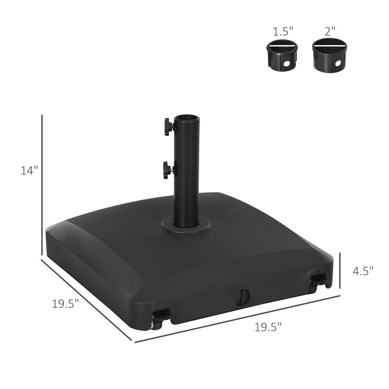 Base de parasol d'extérieur robuste avec roues, support de support de patio à la mode, Noir