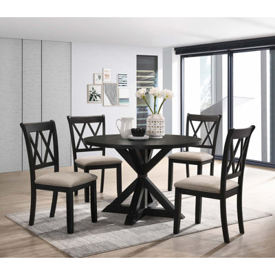 Cross-Buck Wood 5-Piece Dining Set
