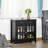 Audel Kitchen Cabinet with 2 Drawers and Glass Doors,Dining cabinet,Office credenza -1739794638
