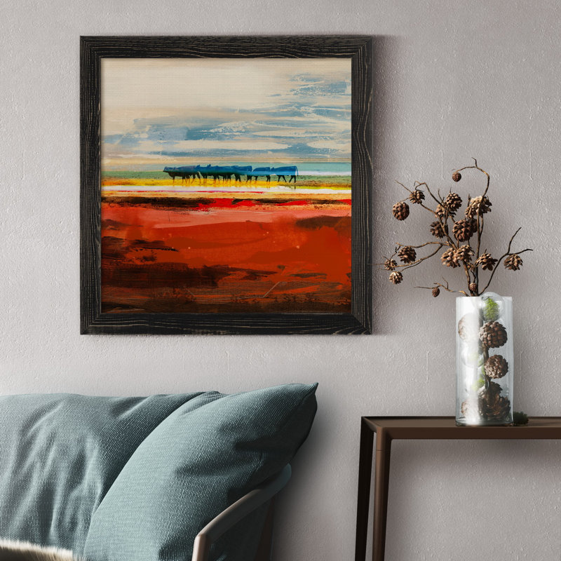 Bétail du Texas-impression d’art graphique sur toile encadrée, H 21 po x l 21 po x P 1 po, Cadre noir