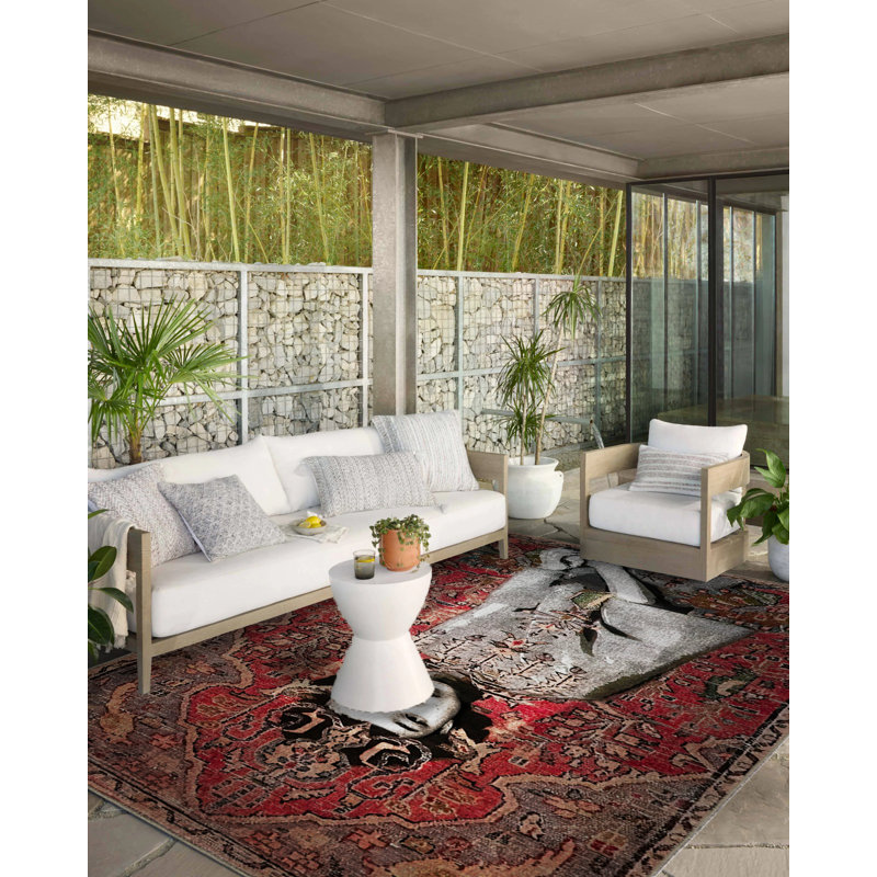 Tapis tissé à franges Vintage, Rectangle 4 pi 7,12 po x 6 pi 6,74 po