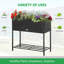 Lit de jardin surélevé, jardinière surélevée avec aspect osier en rotin, tablette de rangement pour outils, conception portable pour herbes, légumes, fleurs, noir