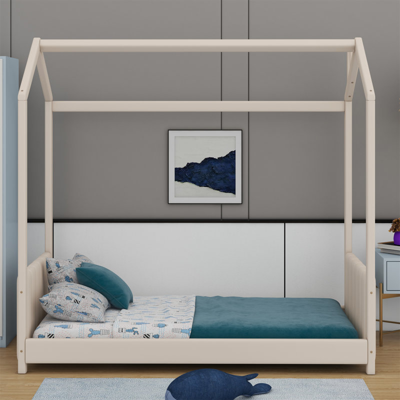 Zadyn Upholstered Panel Bed, Beige, Twin