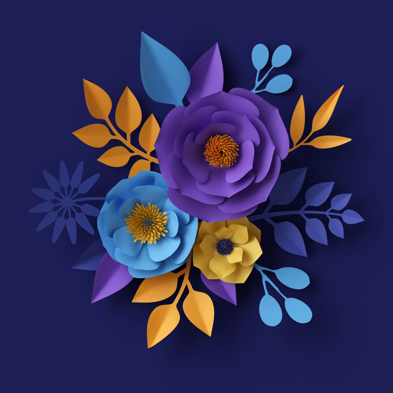 Paper Flowers by Wacomka - Wrapped Canvas Print, 30cm H x 30cm W